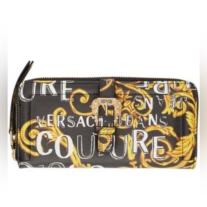 VERSACE JEANS COUTURE Black & Gold Baroque Wallet